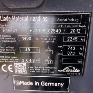 Alternative view of Linde E14 &ndash; elektro vilju&scaron;kar, 1.4t / 4.5m